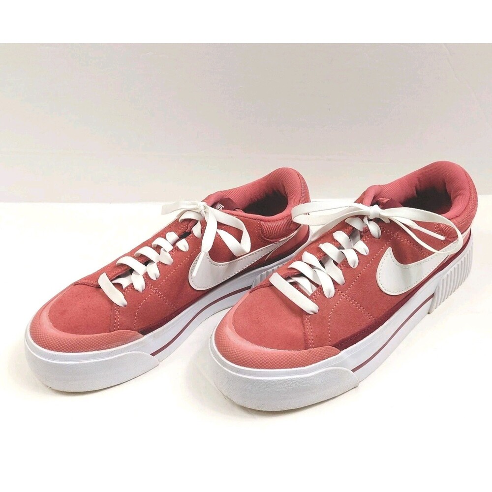Nike Womens Red Court Legacy Lift Casual Platform Sneakers Size 7